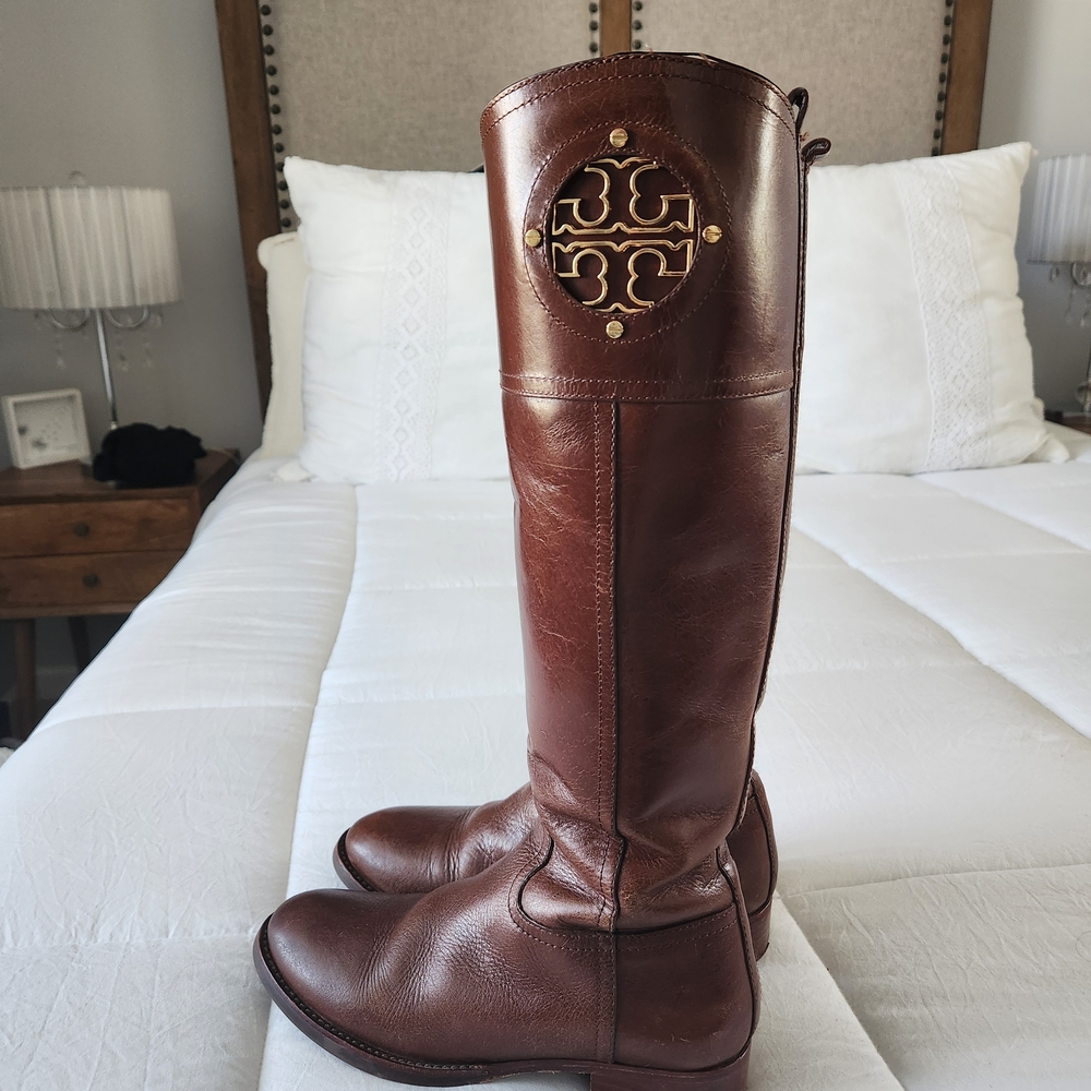 Tory Burch Chestnut Leather Tall Boots